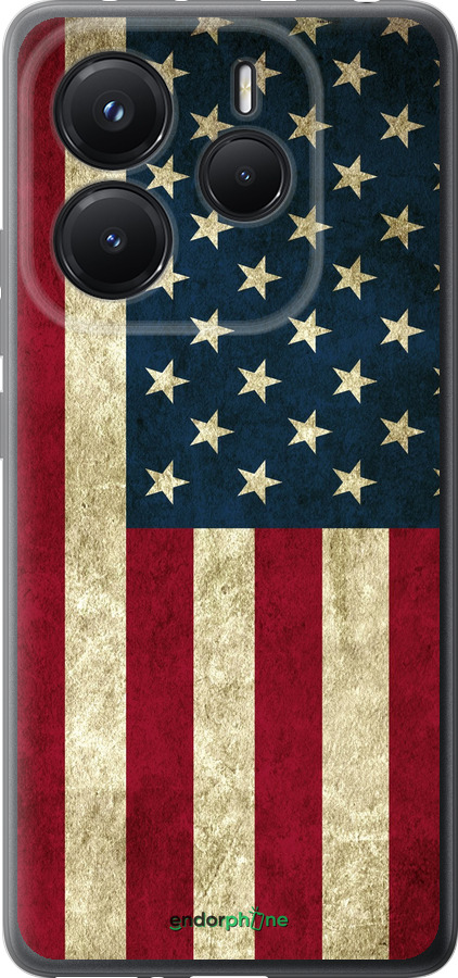 Силиконовый чехол Флаг США для Xiaomi Redmi Note 14 5G - 395u-3811 изображение 