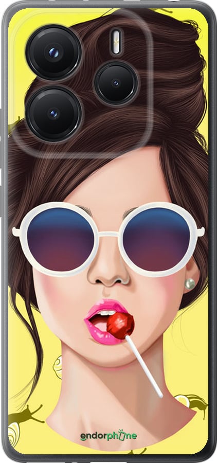 Силиконовый чехол Девушка с чупа-чупсом для Xiaomi Redmi Note 14 5G - 3979u-3811 изображение 