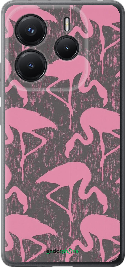 Силиконовый чехол Vintage-Flamingos для Xiaomi Redmi Note 14 5G - 4171u-3811 изображение 