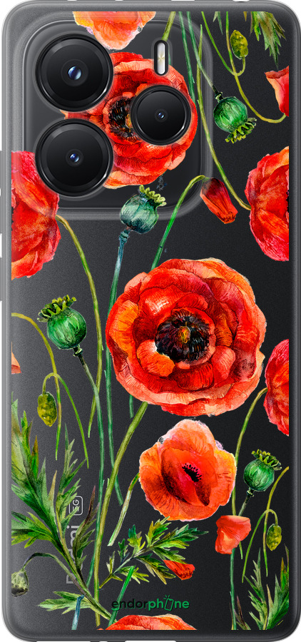 Силіконовий чехол Намальовані маки для Xiaomi Redmi Note 14 5G - 4278u-3811 изображение 