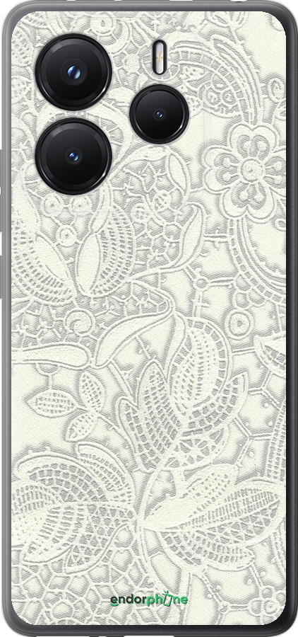 Силиконовый чехол Белое кружево для Xiaomi Redmi Note 14 5G - 4383u-3811 изображение 