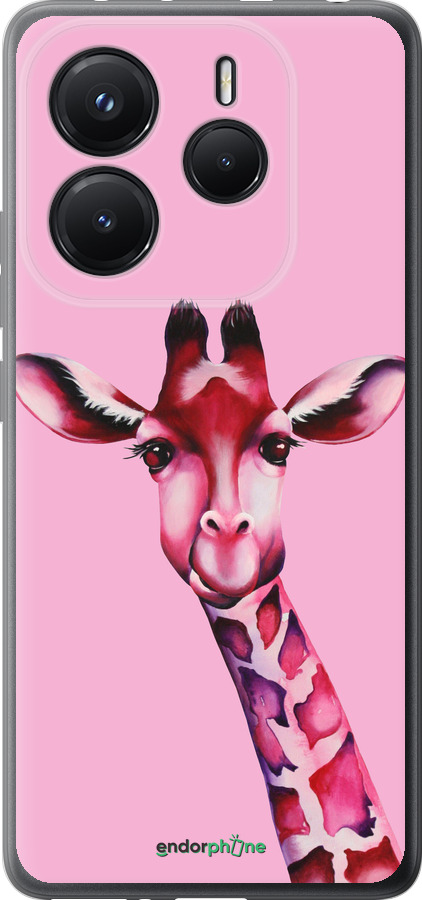 Силиконовый чехол Розовая жирафа для Xiaomi Redmi Note 14 5G - 4441u-3811 изображение 
