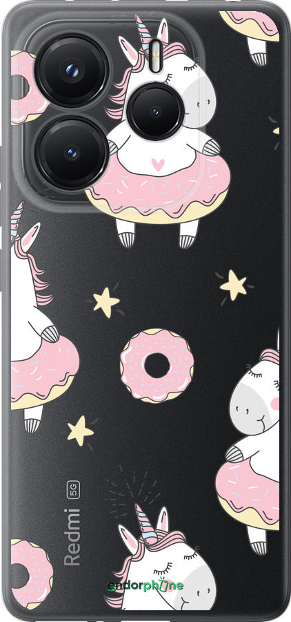 Силиконовый чехол Единорожки для Xiaomi Redmi Note 14 5G - 4659u-3811 изображение 