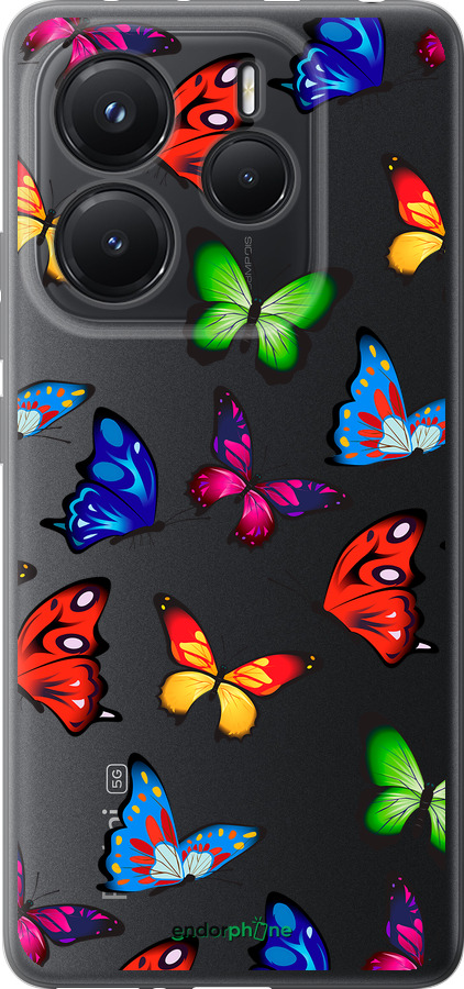 Силиконовый чехол Красочные мотыльки для Xiaomi Redmi Note 14 5G - 4761u-3811 изображение 