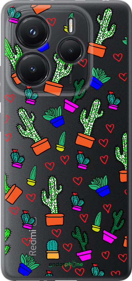 Силиконовый чехол Кактусы 4 для Xiaomi Redmi Note 14 5G - 4856u-3811 изображение 