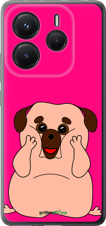 Силиконовый чехол Весёлый мопс для Xiaomi Redmi Note 14 5G - 4908u-3811 изображение 