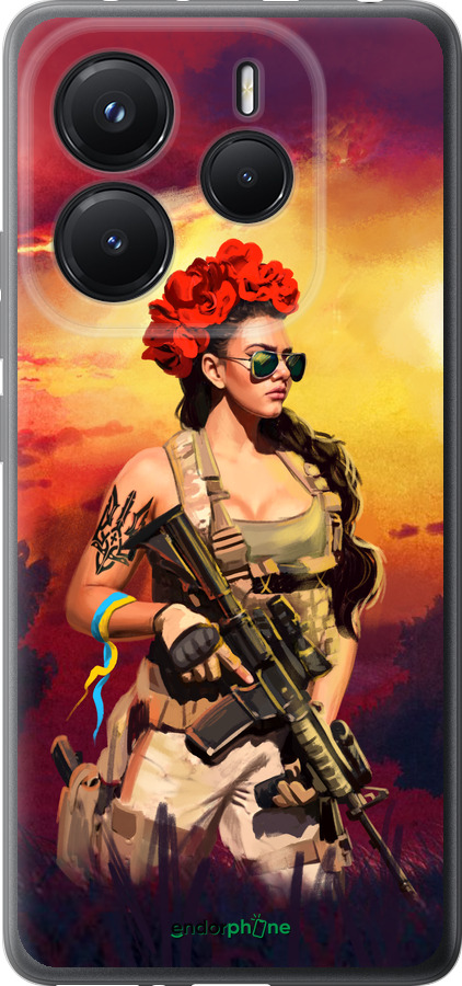 Силиконовый чехол Украинка с оружием для Xiaomi Redmi Note 14 5G - 5316u-3811 изображение 