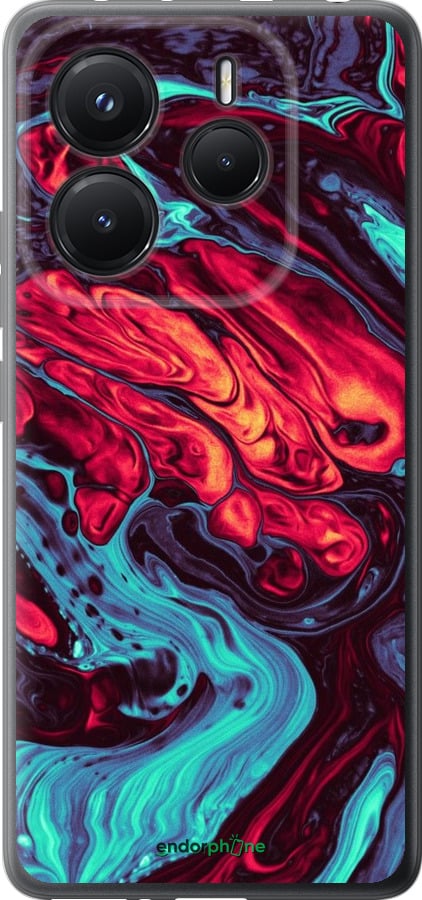 Силиконовый чехол Синяя красная абстакция для Xiaomi Redmi Note 14 5G - 5339u-3811 изображение 