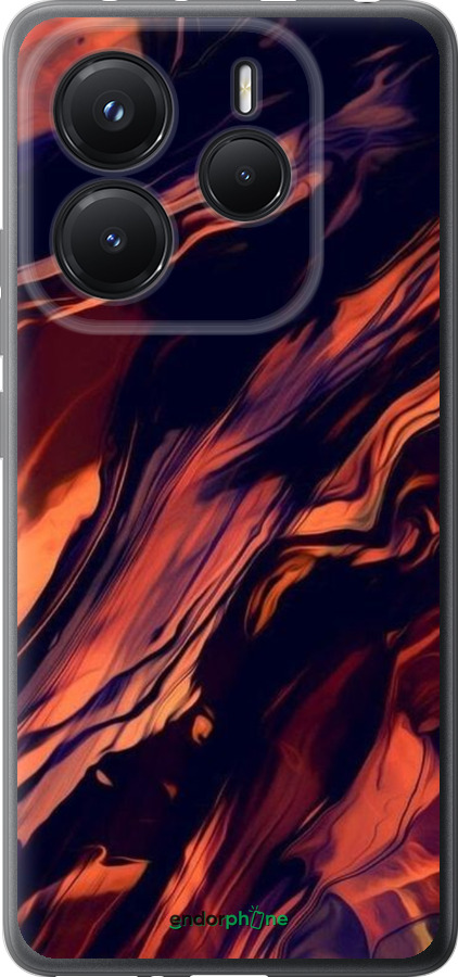 Силіконовий чехол Чорно-помаранчева абстракція для Xiaomi Redmi Note 14 5G - 5340u-3811 изображение 