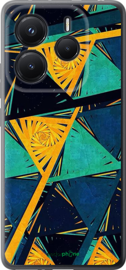 Силиконовый чехол Арт, абстракция, желтый, синий для Xiaomi Redmi Note 14 5G - 5382u-3811 изображение 