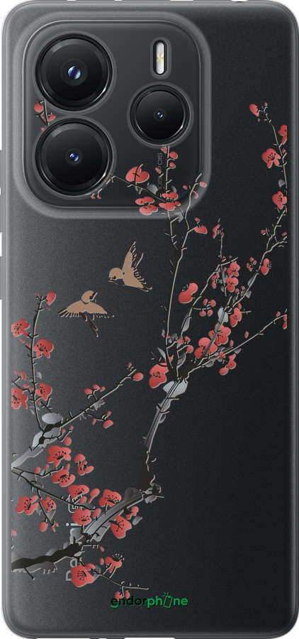 Силиконовый чехол Сакура v2 для Xiaomi Redmi Note 14 5G - 5538u-3811 изображение 