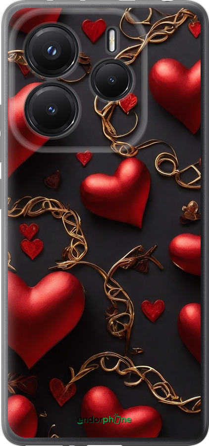Силіконовий чехол Сердечки для Xiaomi Redmi Note 14 5G - 5831u-3811 изображение 