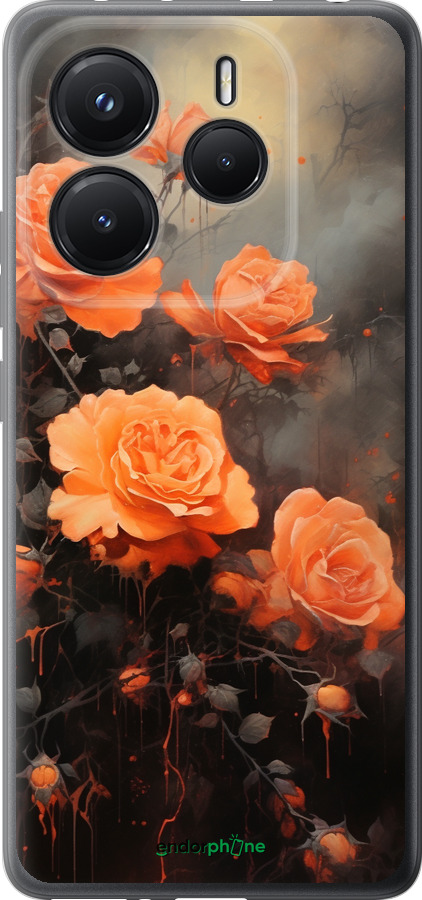 Силіконовий чехол Оранжеві троянди для Xiaomi Redmi Note 14 5G - 5944u-3811 изображение 