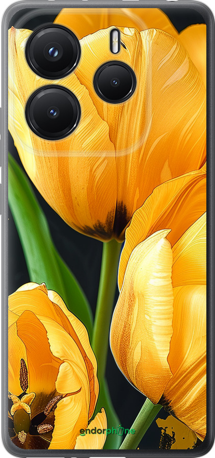 Силиконовый чехол Желтые тюльпаны для Xiaomi Redmi Note 14 5G - 5991u-3811 изображение 