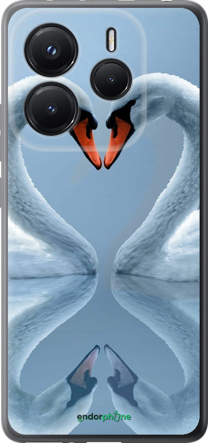 Силиконовый чехол Лебеди для Xiaomi Redmi Note 14 5G - 6007u-3811 изображение 