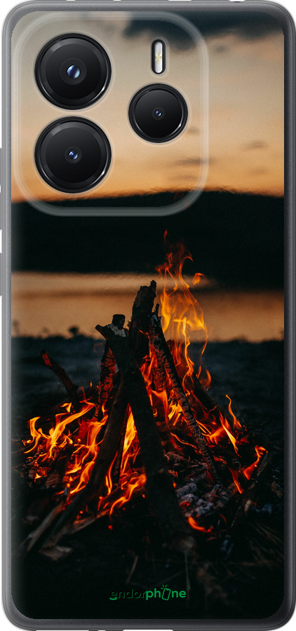 Силиконовый чехол Огонь для Xiaomi Redmi Note 14 5G - 6021u-3811 изображение 