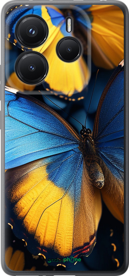Силіконовий чехол Жовто-блакитні метелики для Xiaomi Redmi Note 14 5G - 6046u-3811 изображение 