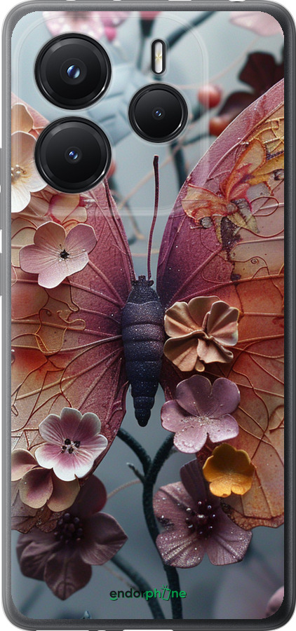 Силиконовый чехол Fairy Butterfly для Xiaomi Redmi Note 14 5G - 6048u-3811 изображение 