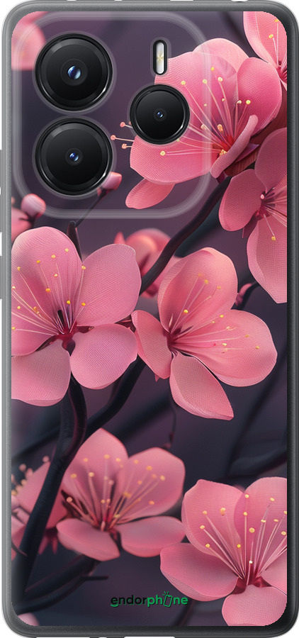 Силиконовый чехол Пурпурная сакура для Xiaomi Redmi Note 14 5G - 6075u-3811 изображение 