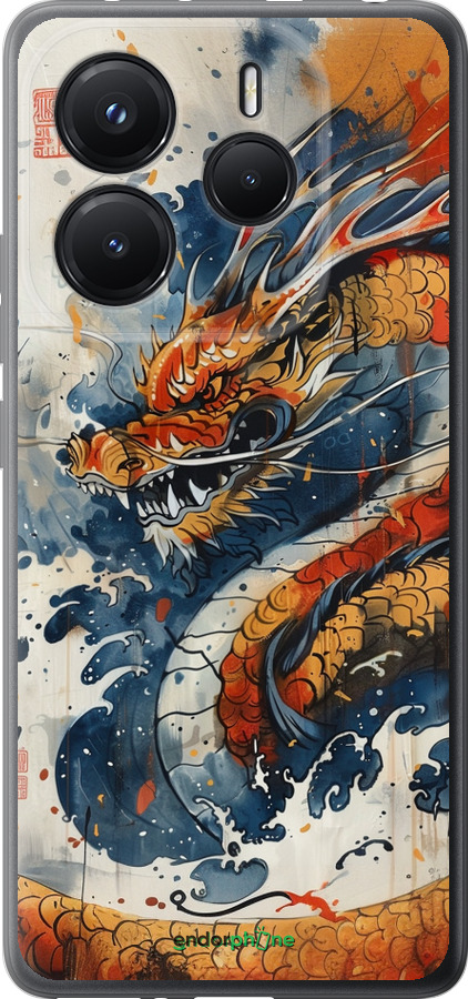 Силиконовый чехол Ярость дракона для Xiaomi Redmi Note 14 5G - 6112u-3811 изображение 