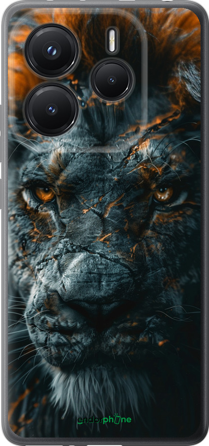Силиконовый чехол Пламенный лев для Xiaomi Redmi Note 14 5G - 6153u-3811 изображение 