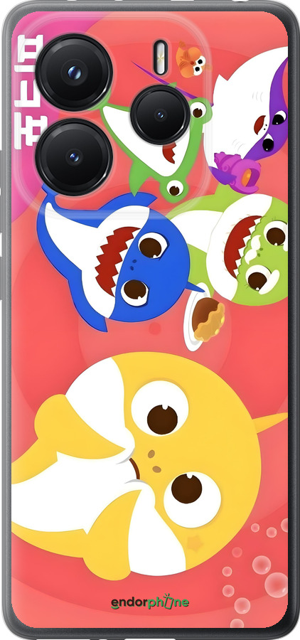 Силиконовый чехол Бейби Шаркс для Xiaomi Redmi Note 14 5G - 6305u-3811 изображение 