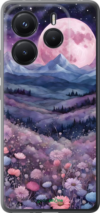 Силиконовый чехол Ночь луна арт для Xiaomi Redmi Note 14 5G - 6319u-3811 изображение 