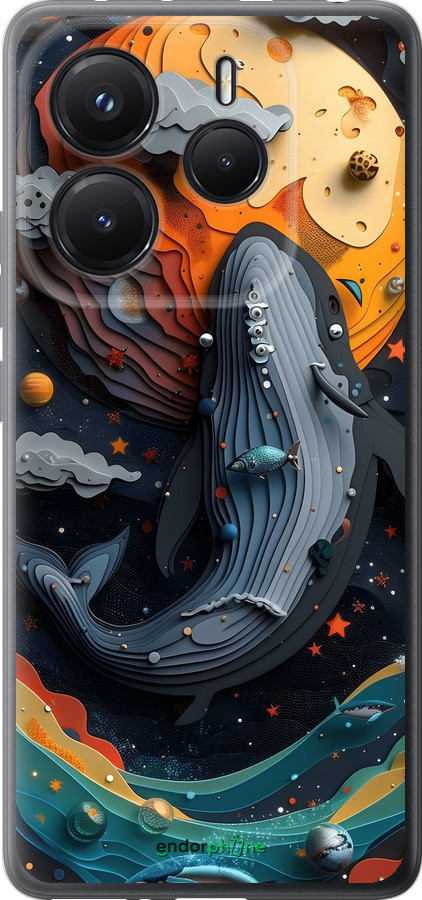Силиконовый чехол Кит в космосе для Xiaomi Redmi Note 14 5G - 6328u-3811 изображение 