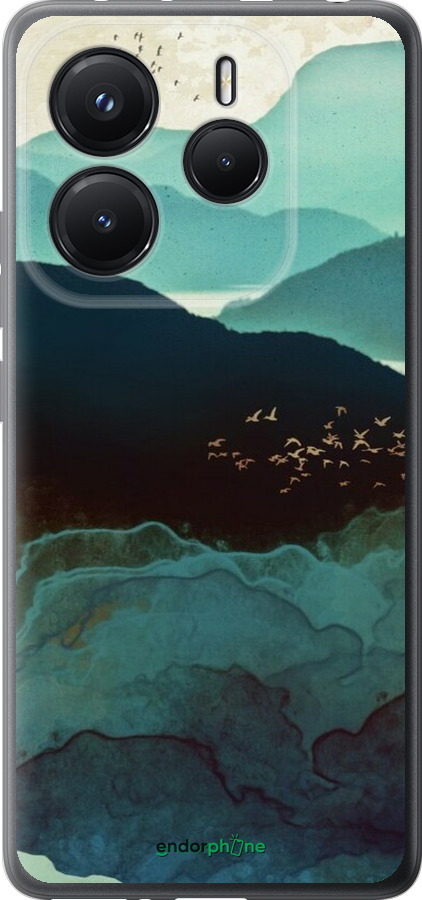 Силіконовий чехол Із зображенням гір Індіго для Xiaomi Redmi Note 14 5G - 6484u-3811 изображение 