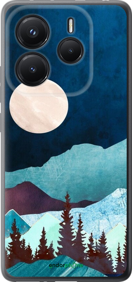 Силіконовий чехол Гірська ідилія нічний краєвид для Xiaomi Redmi Note 14 5G - 6488u-3811 изображение 