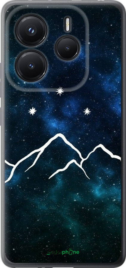 Силиконовый чехол Горы и звезды нарисованы на фоне галактики для Xiaomi Redmi Note 14 5G - 6490u-3811 изображение 