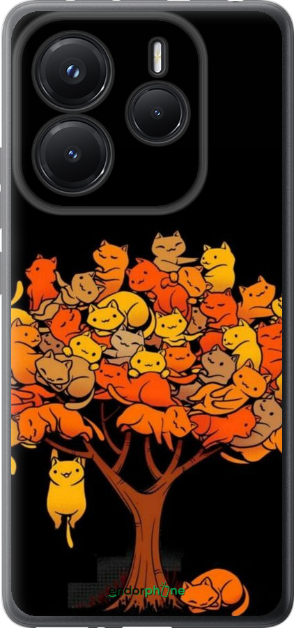 Силиконовый чехол Дерево и котики для Xiaomi Redmi Note 14 5G - 6516u-3811 изображение 