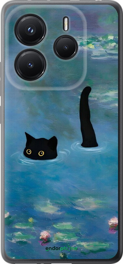Силиконовый чехол С изображением кота и водяной лилии Monet для Xiaomi Redmi Note 14 5G - 6519u-3811 изображение 
