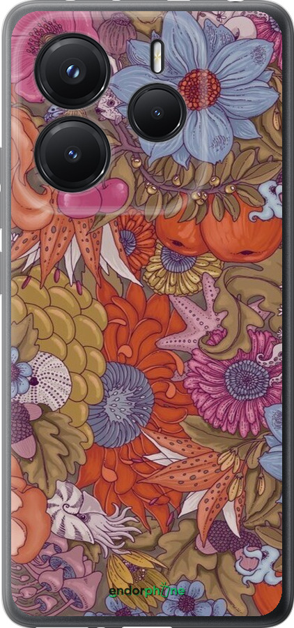 Силиконовый чехол Абстрактные цветы для Xiaomi Redmi Note 14 5G - 6526u-3811 изображение 