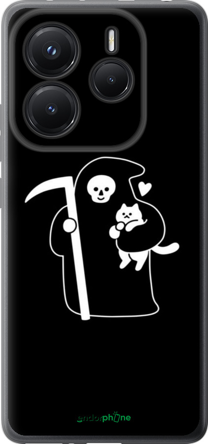 Силиконовый чехол Минималистичный арт: смерть и кошка для Xiaomi Redmi Note 14 5G - 6529u-3811 изображение 