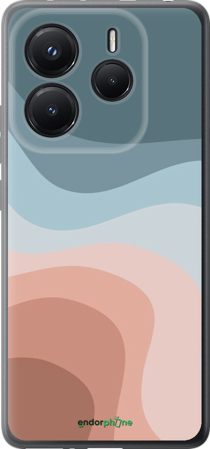 Силіконовий чехол З синіми та рожевими хвилями в стилі ретро для Xiaomi Redmi Note 14 5G - 6532u-3811 изображение 