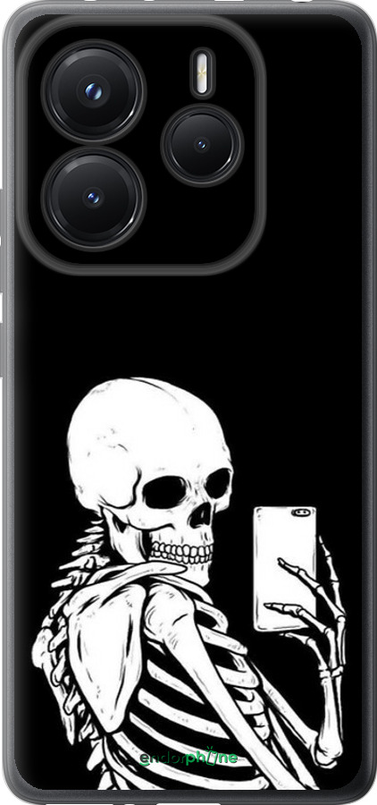 Силіконовий чехол Скелет робить Selfie для Xiaomi Redmi Note 14 5G - 6535u-3811 изображение 