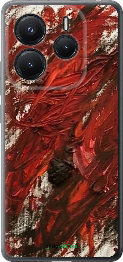 Силиконовый чехол Абстрактная композиция в красных тонах для Xiaomi Redmi Note 14 5G - 6541u-3811 изображение 