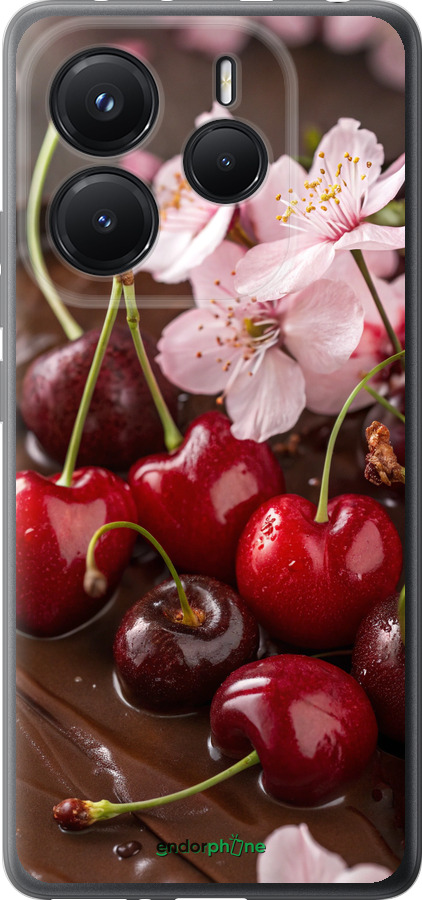 Силиконовый чехол Вишня в шоколаде для Xiaomi Redmi Note 14 5G - 6698u-3811 изображение 