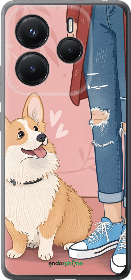 Силіконовий чехол Корги 3 для Xiaomi Redmi Note 14 5G - 6707u-3811 изображение 