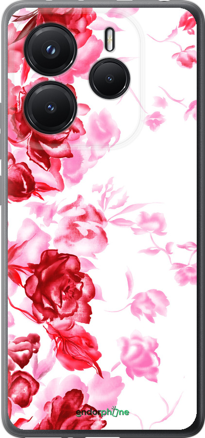 Силиконовый чехол Нарисованные розы для Xiaomi Redmi Note 14 5G - 724u-3811 изображение 