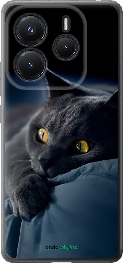 Силиконовый чехол Дымчатый кот для Xiaomi Redmi Note 14 5G - 825u-3811 изображение 