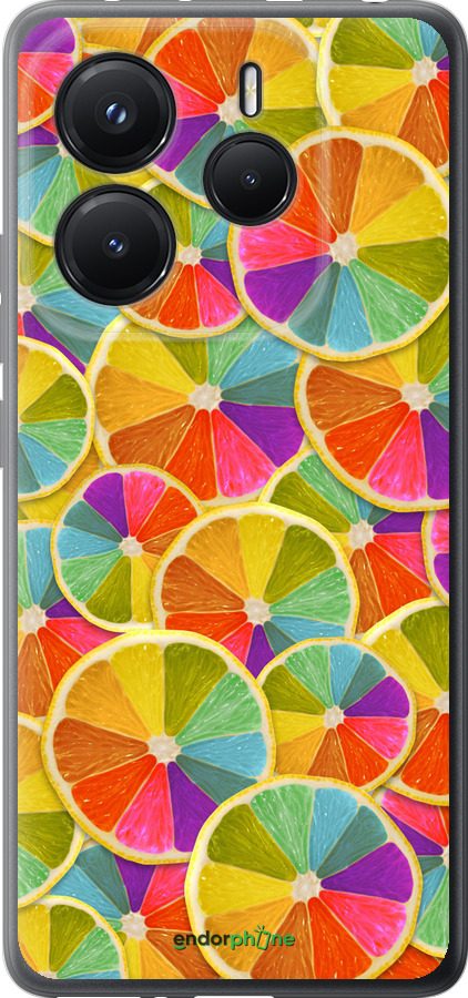 Силиконовый чехол Разноцветные дольки лимона для Xiaomi Redmi Note 14 5G - 861u-3811 изображение 