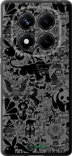 TPU чехол Чёрно-серый стикер бомбинг для Xiaomi Redmi Note 14 Pro 4G - 2432b-3808 изображение 