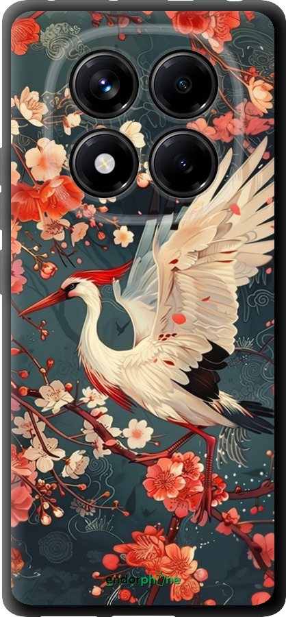 TPU чехол Сакура и аист для Xiaomi Redmi Note 14 Pro 4G - 6108b-3808 изображение 