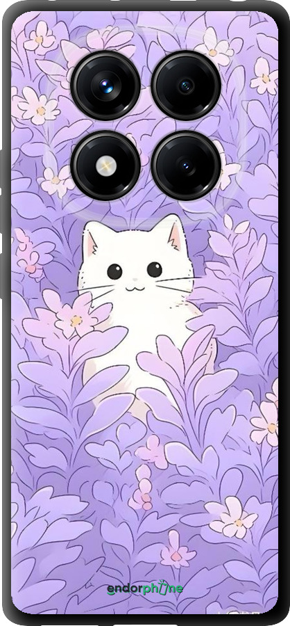 TPU чехол Котик в цветах для Xiaomi Redmi Note 14 Pro 4G - 6390b-3808 изображение 