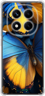 Силикон с усиленными углами чехол Желто-голубые бабочки для Xiaomi Redmi Note 14 Pro 4G - 6046sp-3808 изображение 