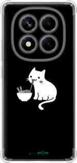 Силикон с усиленными углами чехол С милым котом на черном фоне для Xiaomi Redmi Note 14 Pro 4G - 6528sp-3808 изображение 