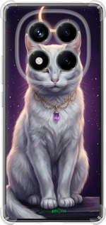 Силикон с усиленными углами чехол Mystic White Cat Gothic Dark Purple Gold для Xiaomi Redmi Note 14 Pro 4G - 6805sp-3808 изображение 