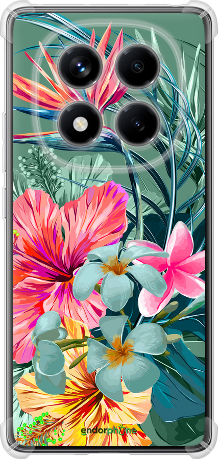 Силикон с усиленными углами чехол Тропические цветы v1 для Xiaomi Redmi Note 14 Pro 4G - 4667sp-3808 изображение 